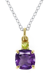 [N5214 Gemstone] N5214, Necklace Silver 925,  Peridot,  Amethyst,  IPGold