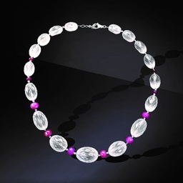 [N3354 Limited Edition] N3354, Necklace Silver.925, Ruby & Rose Quarz