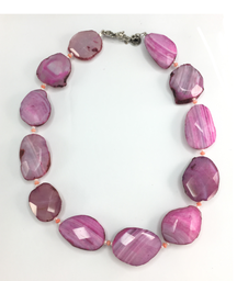 [N4429 Fantasy] N4429, Necklace S. Steel 316L,  agata pink color