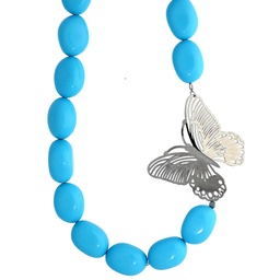 [N3085 Stainless Steel,] N3085, Necklace S. Steel 316L,  Enamel,  Turqouise,  S. Steel Collection