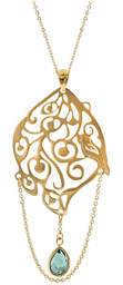[N4386 Stainless Steel,] N4386, Necklace S. Steel 316L,  Gold Plated ,  Crystal Blue Color,  S. Steel Collection