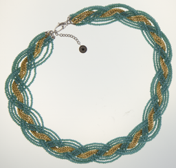 [N4306 Fantasy,] N4306, Necklace S. Steel316L,  IPGold,  Crystal green color