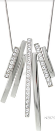 [N2875 Stainless Steel,] N2875, Necklace S. Steel 316L,  White Crystal