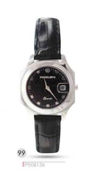 [PE08136 Watches] PE08136, Watches S. Steel, Quartz black dial, black leather Starp,BIG