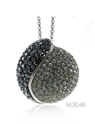 [M3048 Shining Crystals,] M3048, Pendant Silver 925 Jet Hematite Stone